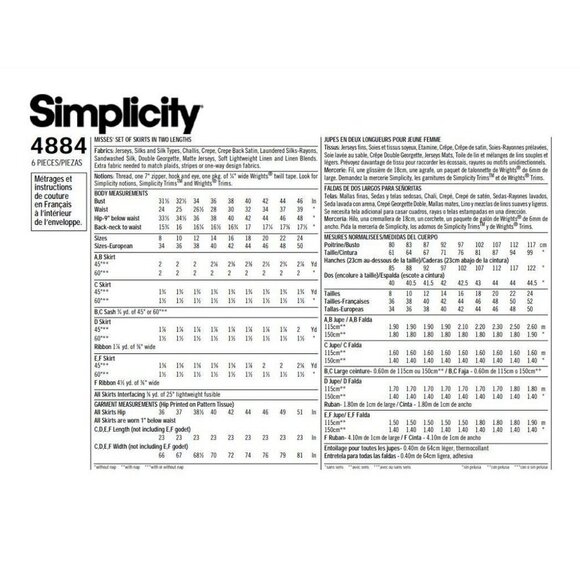 Simplicity Sewing Pattern 4884 Misses Skirt Two Lengths Size 8-14 - Picture 2 of 2